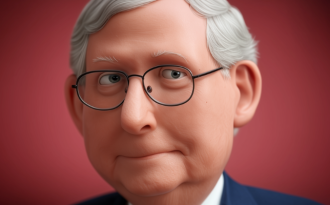 Mitch McConnell – Image créée avec Grok et “outpainted” avec Midjourney – (CC) Christophe Lachnitt/Superception